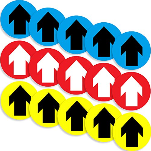 Señales de Flechas de Dirección, Pegatinas de Piso Direccionales Calcomanías de Flechas de Piso Marcadores de Señal Piso Distancia Social para Orientación Multitudes, 9,5 Pulgadas (15 Piezas)