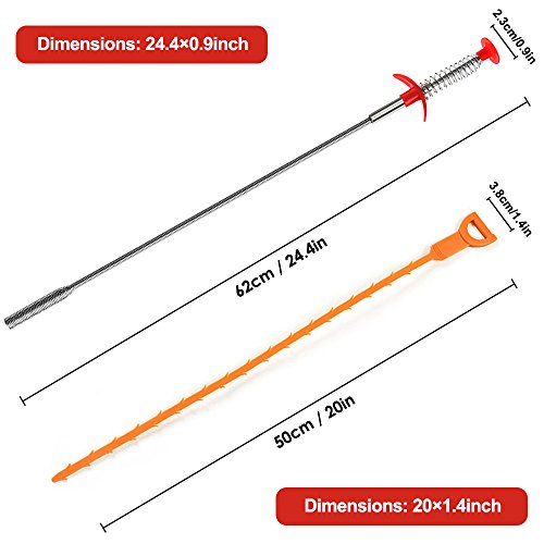 Senhai 7 Paquetes de Serpiente de Drenaje, 20 Pulgadas de Drenaje de cloque removedor de Drenaje Herramienta de Limpieza de Taladro de Alivio (2 de Acero Inoxidable y 5 de plástico)