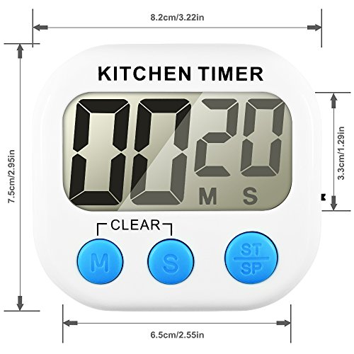 Senhai Temporizador de Cocina, Count up/Down Gran Pantalla LCD Electrónica Temporizador de Memoria