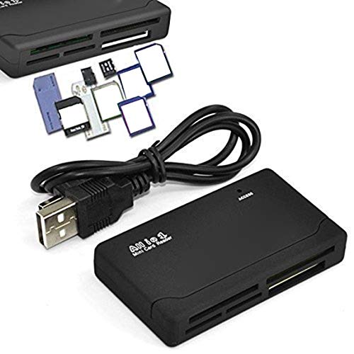 SeniorMar Lector de Tarjetas de Memoria Mini 26 en 1 USB 2.0 de Alta Velocidad para CF xD SD MS SDHC con Lector de Tarjetas de luz LED Negro