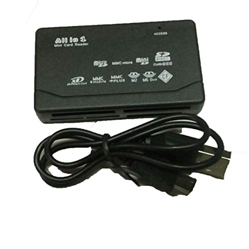 SeniorMar Lector de Tarjetas de Memoria Mini 26 en 1 USB 2.0 de Alta Velocidad para CF xD SD MS SDHC con Lector de Tarjetas de luz LED Negro
