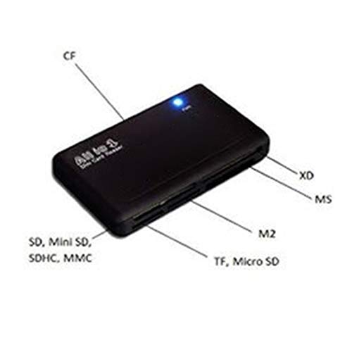 SeniorMar Lector de Tarjetas de Memoria Mini 26 en 1 USB 2.0 de Alta Velocidad para CF xD SD MS SDHC con Lector de Tarjetas de luz LED Negro