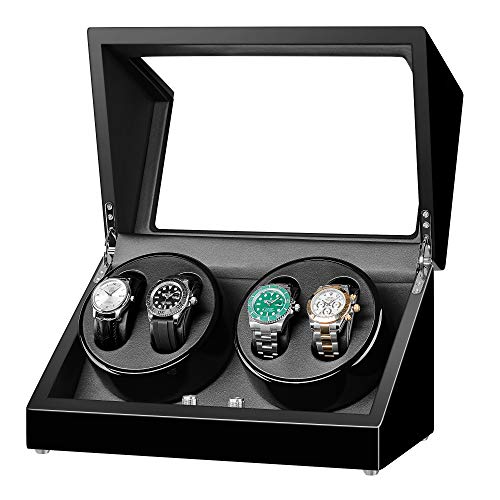 Sepano - Cargador de reloj automático doble para 4 relojes, motor Mabuchi extremadamente silencioso para Rolex, con almohada de reloj flexible y suave