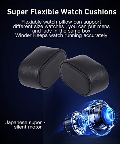 Sepano - Cargador de reloj automático doble para 4 relojes, motor Mabuchi extremadamente silencioso para Rolex, con almohada de reloj flexible y suave