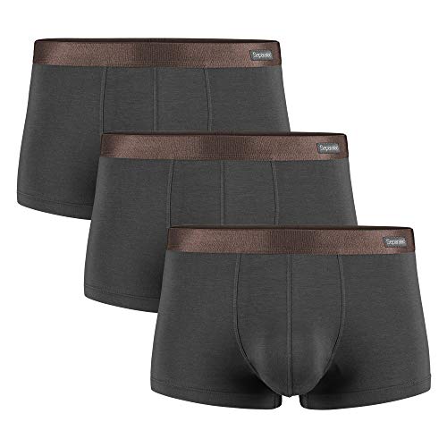 Separatec Calzoncillos bóxer para Hombre Rayón de bambú Liso con Bolsillos Separados Ropa Interior Calzoncillos bóxer Elegante bañador de Rayas, Paquete de 3