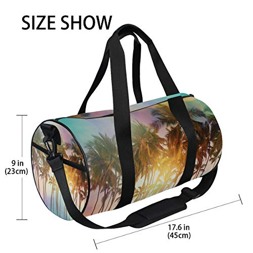 Serenity Tropical Palm Trees On Beach Sports Bolsa de deporte bolsa de deporte de viaje con correa ajustable, mochila para fin de semana bolsa de equipaje para hombres y mujeres