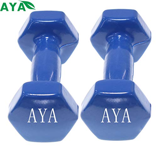 Set de 2 Mancuernas con Revestimiento de Vinilo | Ejercicio Fitness | Entrenamiento en Casa | Gimnasio | Pesos de 0.5 a 5 Kg (0.5KG, Azul)