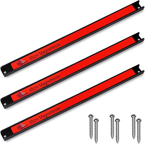 Set de 3 barras magneticas para herramientas | Carga máx. por barra 23 kg | largo total de la barra 45 cm |