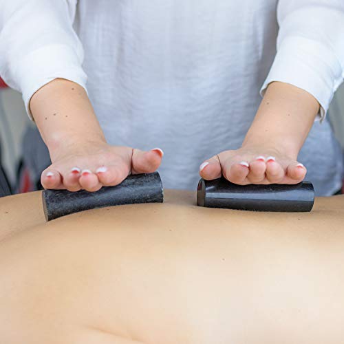 Set de Armonizadores de Shungit, Cilindro de Shungita y Cilindro de Esteatita | Piedras de Meditación Revitalizantes para Equilibrar la Energía del Cuerpo | Auténticas Piedras Shungita de Karelia