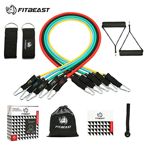 Set de Bandas de Resistencia para , Bandas para Entrenamiento 11PC con Tubos Resistentes, manijas de hule espuma, correa para tobillos, anclaje para puerta para gimnasio en casa, terapia física