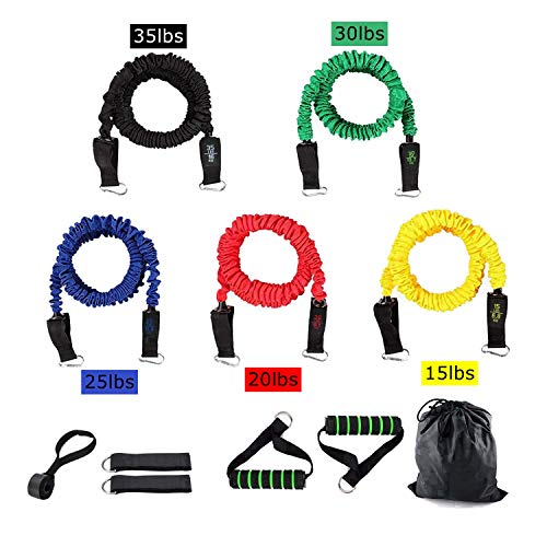 Set de Bandas de Resistencia Yoyika 11 Piezas con 5 Bandas Elásticas para Ejercicios Físicos Fitness Entrenamiento Crossfit, Juego de Cuerdas Gomas Elásticas para Gym/Home, Incluye Bolsa de Transporte