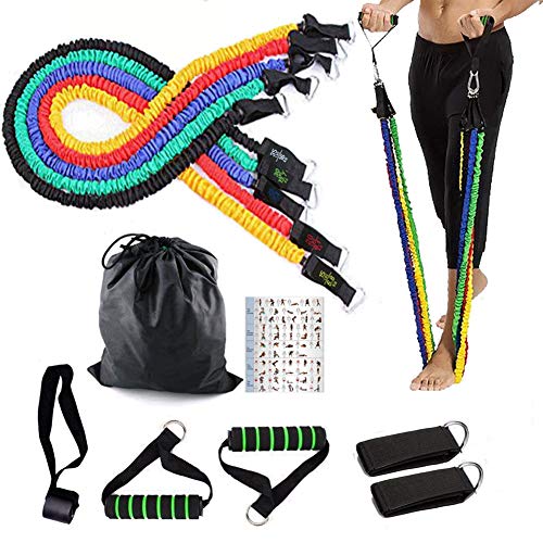 Set de Bandas de Resistencia Yoyika 11 Piezas con 5 Bandas Elásticas para Ejercicios Físicos Fitness Entrenamiento Crossfit, Juego de Cuerdas Gomas Elásticas para Gym/Home, Incluye Bolsa de Transporte