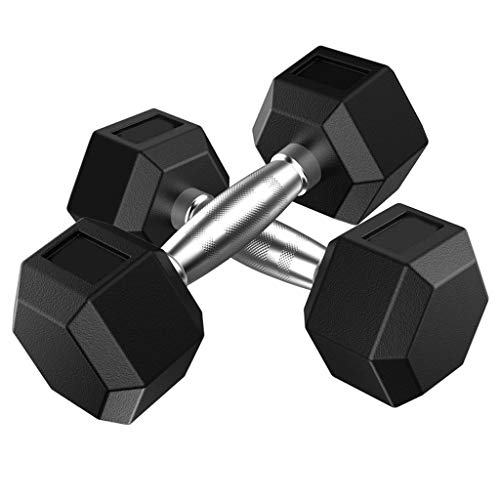 Set de pesas Barra de 2 piezas de goma hexagonal con mancuernas de hierro sólido hexagonal con mancuernas de gimnasio / entrenamiento familia Barra Disco cuerpo de 5 kg, 10 kg, 15 kg, 20 kg Mancuernas