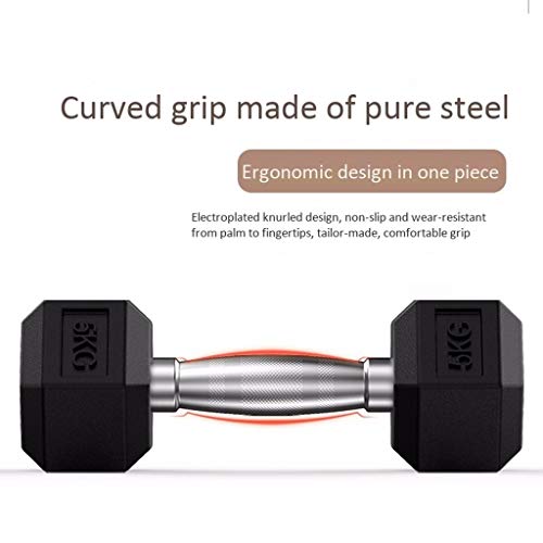 Set de pesas Barra de 2 piezas de goma hexagonal con mancuernas de hierro sólido hexagonal con mancuernas de gimnasio / entrenamiento familia Barra Disco cuerpo de 5 kg, 10 kg, 15 kg, 20 kg Mancuernas