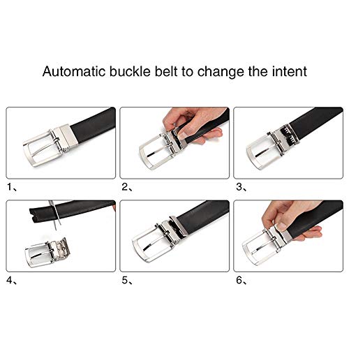 SFBBBO Cinturon Hombre Cinturón de Cuero Genuino para Hombre Reversible para Jeans Cinturones de Vestir con Hebilla giratoria para Hombre Amarillo Marrón-Negro