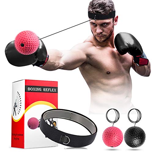 SGODDE Reflejo de Boxeo Ball, Fight Ball Reflex en Cadena con Diadema para Fight MMA Training Reacciones de Velocidad Adulto/Niños Mejorar Punch Focus Deporte Ejercicio Practice Fitness