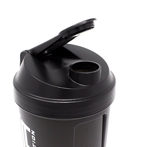 Shaker 500 ml con compartimento para los polvos, Preparador de batidos de proteínas y BCAA, libres de BPA y a prueba de vertidos, de la marca de deporte profesional FSA Nutrition - Negro