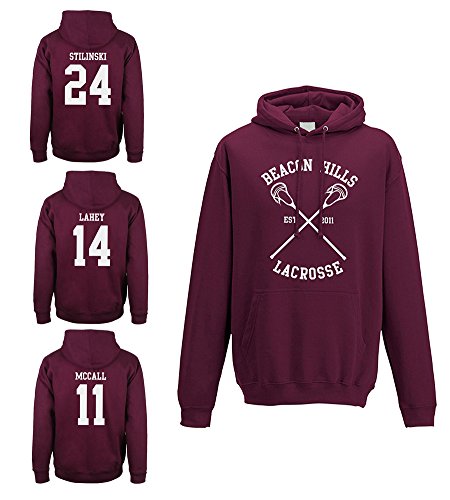 ShallGood Moda Sudaderas con Capucha Hombre Hoodie Sudadera Lacrosse de Beacon Hills Stilinski Lahey Mccall Sweatshirt Outerwear Tops Rojo STILINSKI 24 EU S