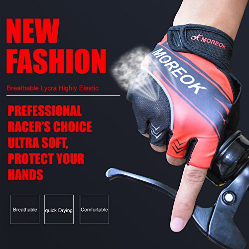 ShareWe Guantes de Ciclismo Deportivos Reflexivo Guantes Gimnasio Mitad Dedo Guantes de Carreras para Ciclismo de Verano para Bicicleta MTB Crossfit Entrenamientos Mujer y Hombre (Rojo, L)