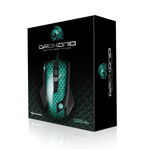 Sharkoon DRAKONIA - Ratón Gaming Láser, 5000 DPI, 11 Botones, Verde