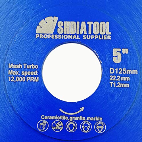 SHDIATOOL Disco Tronzador de Diamante 125mm con X Malla Turbo Hoja de Sierra para Porcelana Azulejos Cerámica Mármol