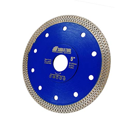 SHDIATOOL Disco Tronzador de Diamante 125mm con X Malla Turbo Hoja de Sierra para Porcelana Azulejos Cerámica Mármol