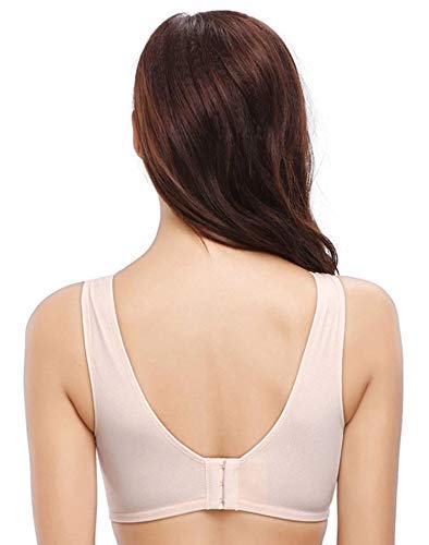 SHEKINI Sujetador Deportivo para Mujer Top Cuello en V Bra con Almohadillas Extraíbles para Hacer Ejercicio y Dormir(Albaricoque,M)