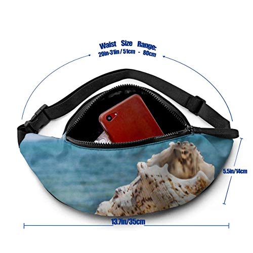 Shell On Beach Sport Waist Bag Pack,Fitness Exercise Belt Bags Shell On Beach,Correa Ajustable con Cremallera para Auriculares para Correr en el Gimnasio,Viajar,IR de excursión