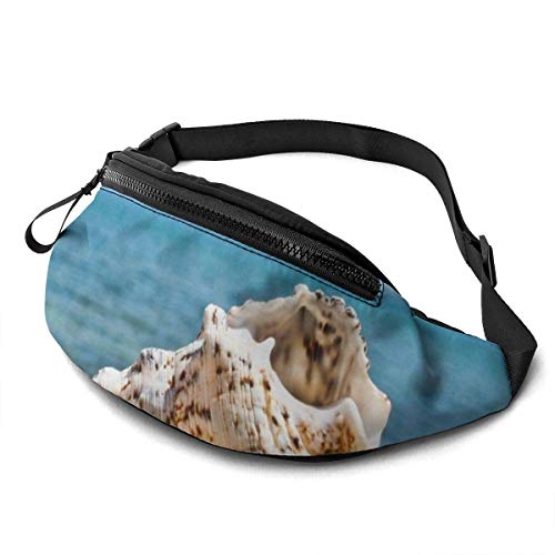 Shell On Beach Sport Waist Bag Pack,Fitness Exercise Belt Bags Shell On Beach,Correa Ajustable con Cremallera para Auriculares para Correr en el Gimnasio,Viajar,IR de excursión