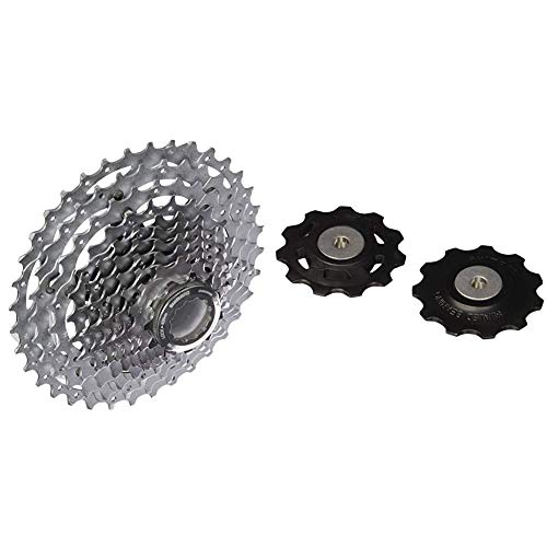 SHIMANO Deore XT CSM77110136 - Cassette de piñones, 10 Velocidades + RD-M786 M773 Juego Desplazante + Conjunto de Rodillos Guía, Negro, Talla Única