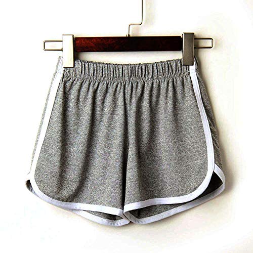 SHOBDW Las Mujeres de Moda señora de la Cintura elástica Verano sólido hasta la Rodilla cómodos Pantalones Cortos Deportivos Pantalones Casuales de Playa (M, Gris)