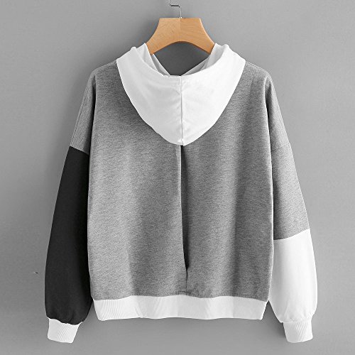 SHOBDW Liquidación Venta Letras de Las Mujeres Imprimir Patchwork Sudadera con Capucha Sudaderas con Capucha Blusa Otoño Ganador de Manga Larga con Capucha（Gris,XL