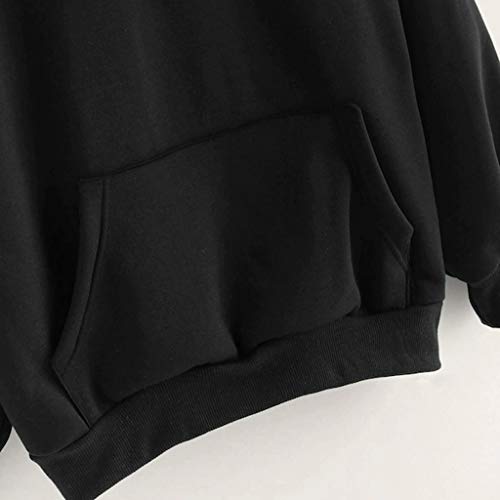 SHOBDW Liquidación Venta Moda para Mujer Sudadera con Capucha Pullover Blusa con Bolsillo Sólido Flojo 2019 Otoño Invierno Manga Larga para Mujer Tops (M, Negro)