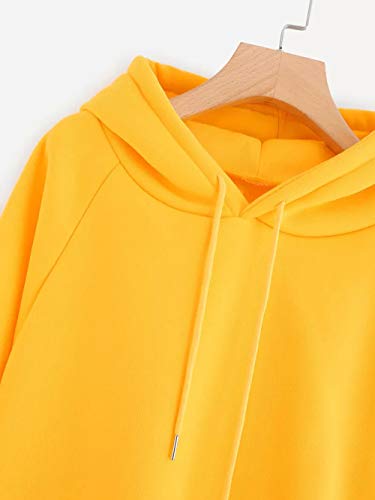 SHOBDW LiquidacióN Venta Moda para Mujer Sudadera con Capucha Pullover Blusa con Bolsillo SóLido Flojo OtoñO Invierno Manga Larga para Mujer Tops(Amarillo,L)