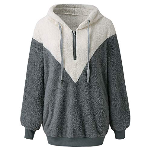 SHOBDW Liquidación Venta Mujer Sudadera con Capucha Suelta Tallas Grandes Jersey de Mujer Jersey otoño Invierno Manga Larga Remata Abrigo cálido (M, Gris-2)