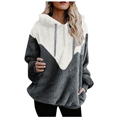 SHOBDW Liquidación Venta Mujer Sudadera con Capucha Suelta Tallas Grandes Jersey de Mujer Jersey otoño Invierno Manga Larga Remata Abrigo cálido (M, Gris-2)