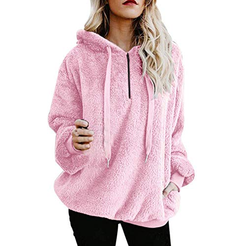 SHOBDW Liquidación Venta Mujer Sudadera con Capucha Suelta Tallas Grandes Jersey de Mujer Jersey otoño Invierno Manga Larga Remata Abrigo cálido (S, W-Rojo)