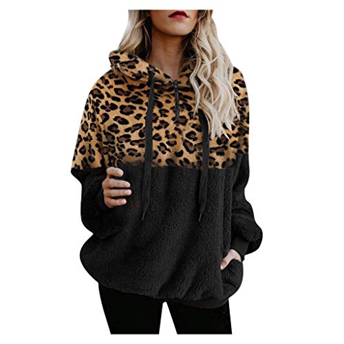 SHOBDW Liquidación Venta Mujer Sudadera con Capucha Suelta Tallas Grandes Jersey de Mujer Jersey otoño Invierno Manga Larga Remata Abrigo cálido (Small, R-Café)