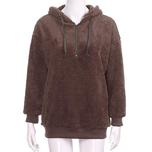 SHOBDW Liquidación Venta Mujer Sudadera con Capucha Suelta Tallas Grandes Jersey de Mujer Jersey otoño Invierno Manga Larga Remata Abrigo cálido(Café,3XL)