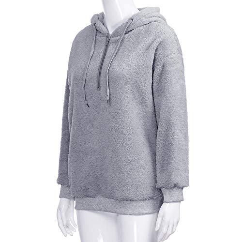 SHOBDW Liquidación Venta Mujer Sudadera con Capucha Suelta Tallas Grandes Jersey de Mujer Jersey otoño Invierno Manga Larga Remata Abrigo cálido(Gris,S)