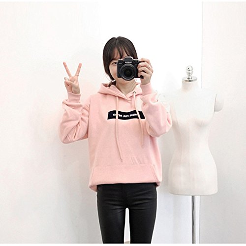 SHOBDW LiquidacióN Ventas Moda Sudadera con Capucha De Las Mujeres SóLida Sudadera Jumper Letter Pullover OtoñO Invierno Blusas De Manga Larga Blusa(Rosa,6XL)