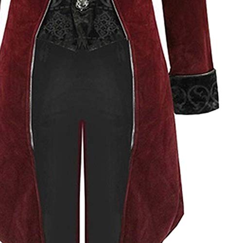 SHOBDW Moda para Hombre Tallas Grandes de Manga Larga Esmoquin Goth Steampunk Uniforme del Partido del Partido Chaquetas Cardigans Outwear Invierno Abrigos Largos(Rojo,Medium)