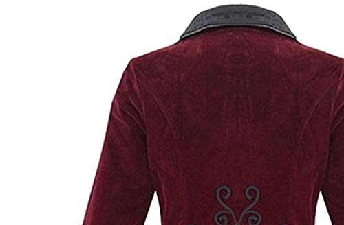 SHOBDW Moda para Hombre Tallas Grandes de Manga Larga Esmoquin Goth Steampunk Uniforme del Partido del Partido Chaquetas Cardigans Outwear Invierno Abrigos Largos(Rojo,Medium)