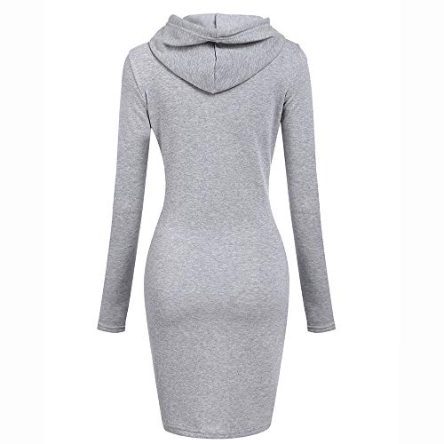 SHOBDW Mujer Liquidación Venta Sudadera con Capucha para de Color sólido Casual Fit Recta Invierno Manga Larga Tops Abrigos Chaqueta Sexy Vestidos Delgados(Gris,M)