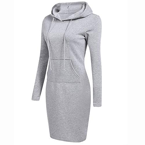 SHOBDW Mujer Liquidación Venta Sudadera con Capucha para de Color sólido Casual Fit Recta Invierno Manga Larga Tops Abrigos Chaqueta Sexy Vestidos Delgados(Gris,M)