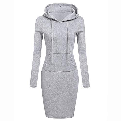 SHOBDW Mujer Liquidación Venta Sudadera con Capucha para de Color sólido Casual Fit Recta Invierno Manga Larga Tops Abrigos Chaqueta Sexy Vestidos Delgados(Gris,M)