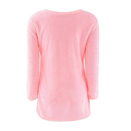 SHOBDW Mujer Suéter para Mujer Cuello Redondo Cárdigan Ocasional Sólido Suelto Otoño Invierno Tops de Manga Larga Cálido Prendas de Punto Jersey Jerséis Blusa Abrigo Vestido(Rosa,2XL)