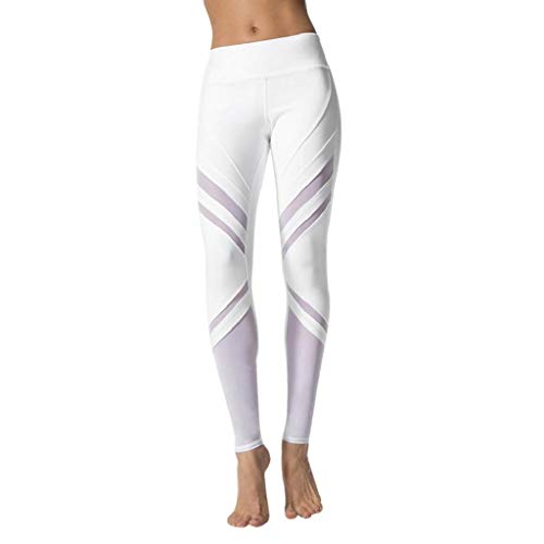 SHOBDW Mujeres Entrenamiento Yoga Pantalones Sólido Cintura Alta Deportes Gimnasio Correr Medias Estiramiento Flaco Push Up Fitness Capri Leggings Pantalones Deportivos(Blanco,XL)