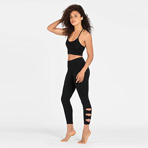 SHOBDW Pantalones Mujer Moda Ahueca hacia Fuera SóLido Sexy Stretch Cintura Alta Leggings Gimnasio Entrenamiento Deportes Gimnasio Mallas para Correr Capri Yoga Athletic Pantalones