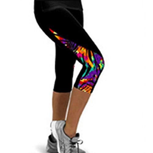 SHOBDW Pantalones Mujer Moda Patchwork Colorido Cintura Alta Entrenamiento Fitness Yoga Deporte Lado Impreso Correr Mallas Estiramiento Recortado Legging Pantalones